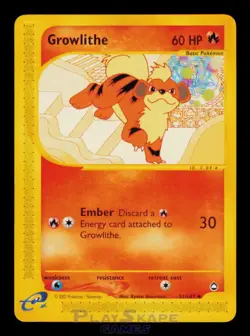 Pokemon Card Growlithe 51/147 Aquapolis Uncommon WOTC Vintage LP 2002 - Image 1