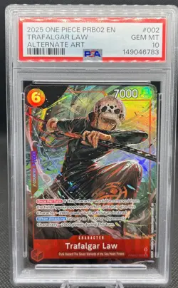 2025 One Piece PRB02-002 Trafalgar Law Alternate Art English PSA 10 GEM MINT 💎 - Image 1