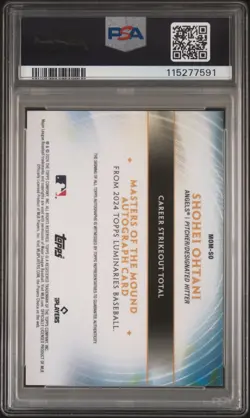 2024 TOPPS LUMINARIES MASTERS OF THE MOUND AUTOS BLUE SHOHEI OHTANI 5/5 PSA 10 - Image 2