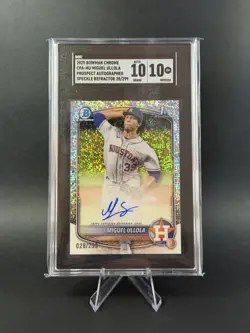 MIGUEL ULLOLA 2025 BOWMAN CHROME PROSPECT AUTO SPECKLE REFRACTOR 28/299 SGC 10 - Image 1