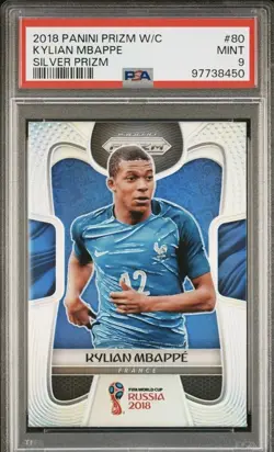 2018 PANINI PRIZM WORLD CUP KYLIAN MBAPPE #80 SILVER PRIZM REFRACTOR PSA 9 - Image 1