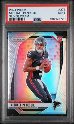 MICHAEL PENIX JR. #378 2024 PANINI PRIZM SILVER RC PSA 9 - Image 1