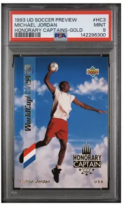 Michael Jordan 1993 UD World Cup Soccer Gold Honorary Captains #HC3 PSA 9 - Image 1