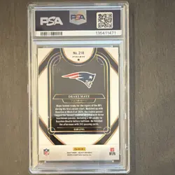 2024 Panini Select Drake Maye #218 Green & Yellow Shock Prizm Rookie PSA 10 Pats - Image 2