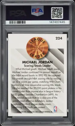 1993-94 Fleer Michael Jordan League Leaders #224 PSA 10 Chicago Bulls - Image 2