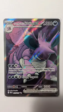Team Rocket's Nidoking EX Ultra Rare 216/182 Destined Rivals Pokemon TCG NM - Image 1