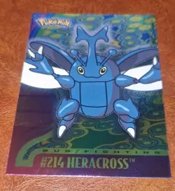 #214 Heracross Rare Johto League Topps Foil NM Pokemon Card - Image 1