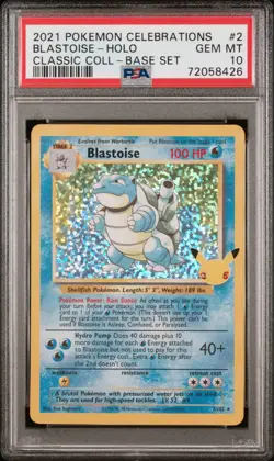 Pokemon Blastoise Classic Collection Holo Celebrations 2/102 PSA 10 2021 - Image 1