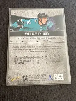 2021-22 SkyBox Metal Universe William Eklund RC Blue Spectrum #165 Sharks 🦈 NM - Image 2