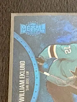 2021-22 SkyBox Metal Universe William Eklund RC Blue Spectrum #165 Sharks 🦈 NM - Image 3