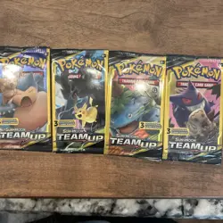 🔥 Pokemon Tcg Sun And Moon Team Up 3 Card Booster Pack Art Set Heavy 7.7g+ - Image 1