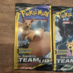 🔥 Pokemon Tcg Sun And Moon Team Up 3 Card Booster Pack Art Set Heavy 7.7g+ - Image 2