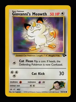 Giovanni's Meowth 74/132 Unlimited Common Gym Challenge Pokemon Cards - Image 1