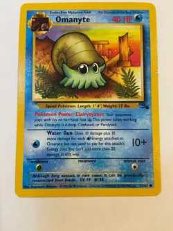 Omanyte 52/62 Unlimited Fossil Common WOTC Pokemon Card Near Mint - Mint - Image 1
