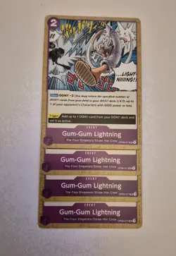 One Piece TCG Cards - (Playset) - 4x OP09-077 Gum-Gum Lightning - Event - Image 1