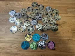 Lot of 25+ Official Pokemon TCG Coins Pink Purple Charizard Eevee Jumbo - Image 1