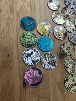 Lot of 25+ Official Pokemon TCG Coins Pink Purple Charizard Eevee Jumbo - Image 3