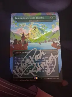 La Abundacia De Yucahu Sylvan Library Mtg Signed Secret Lair Monica Rainbow Foil - Image 1