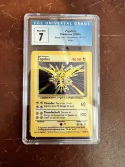 1999 Pokemon Base Set - ZAPDOS 16/102 - Rare Holo | CGC 7 NM - Image 1