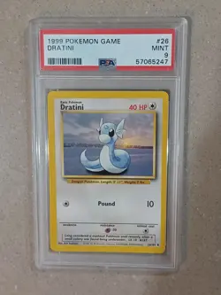 PSA 9 Mint Dratini 1999 Pokemon Game Base Set Unlimited #26 - Image 1