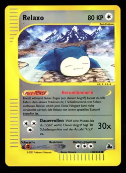 Relaxo / Snorlax - 100/144 Skyridge - Reverse Holo DE NM Pokemon - Image 1