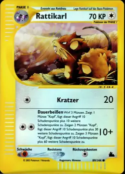 Rattikarl / Raticate - 89/144 Skyridge - Reverse Holo DE NM Pokemon - Image 1