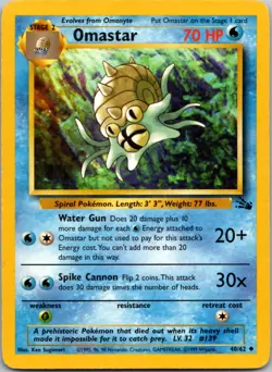 Omastar 40/62 Uncommon Fossil Pokemon 1st Edition Moderately Played - Image 1
