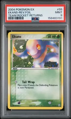 PSA 9 Ekans 55/109 ex Team Rocket Returns Reverse Holo Stamped Pokemon 2004 - Image 1