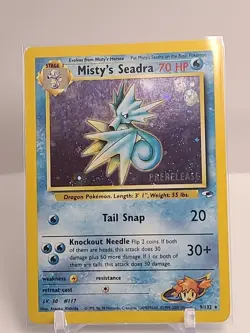 Misty's Seadra Prerelease Pokemon Card - WOTC Gym Heroes 9/132 Holo Near Mint - Image 1