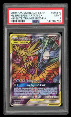Moltres & Zapdos & Articuno GX - #210 S&M Promo - English - PSA 9 Mint - Image 1