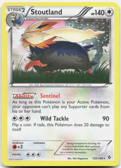 Stoutland 122/149 Holo Rare Boundaries Crossed Pokemon Holo LP - Image 1