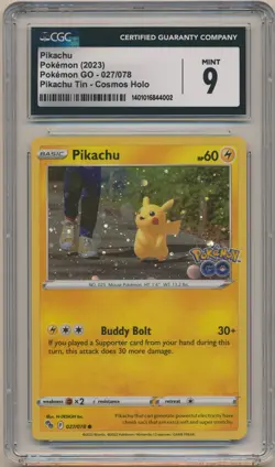 2023 Pokemon GO Tins Pikachu Cosmos Holo #027/078 CGC 9 MINT - Image 1