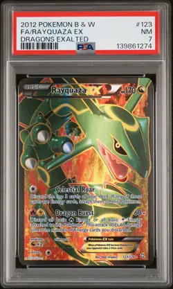 2012 POKEMON BLACK & WHITE DRAGONS EXALTED #123 FULL ART/RAYQUAZA EX PSA 7 - Image 1