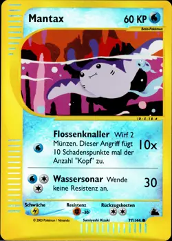 Mantax / Mantine - 77/144 Skyridge - Reverse Holo DE NM Pokemon - Image 1