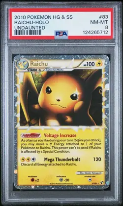 2010 Pokemon HeartGold & SoulSilver Raichu Holo #83 Undaunted PSA 8 NM-MT - Image 1