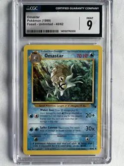Pokemon TCG Omastar Fossil 40/62 Regular Uncommon CGC Graded 9 NM+ - Image 1