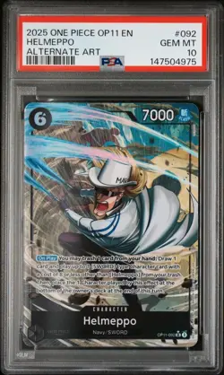 2025 One Piece OP11-092 A Fist of Divine Speed Helmeppo Alt Art PSA 10 - Image 1
