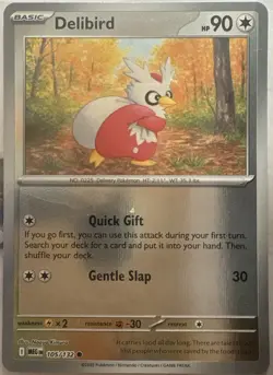 Delibird Reverse Holo Common ME01: Mega Evolution 105/132 NM - Image 1