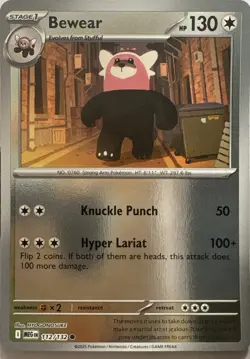 Bewear Reverse Holo Common ME01: Mega Evolution 112/132 NM - Image 1