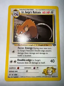 Lt. Surge's Raticate Unlimited Uncommon Gym Challenge 053/132 NM - Image 1