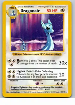 Dragonair Unlimited Base Set (Shadowless) 018/102 1999 - Image 1