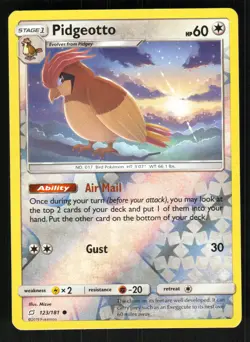 Pidgeotto 123/181 SM - Team Up Common Reverse Holo NM - Image 1