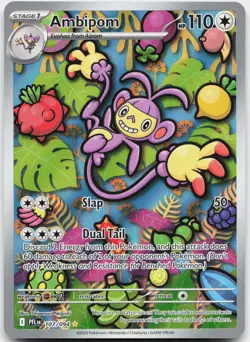 Ambipom 107/094 Illustration Rare Phantasmal Flames Pokemon Holo Near Mint - Image 1