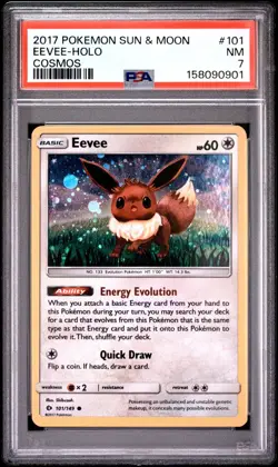 Pokemon 2017 Sun & Moon SM Base Set Eevee 101/149 English PSA 8 - Image 1