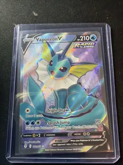 Vaporeon v Full Art Holo Card 172/203SWSH07: Evolving Skies Near Mint Condition - Image 1
