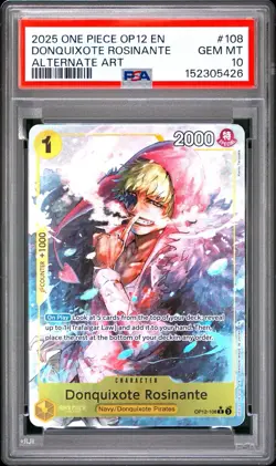 Donquixote Rosinante OP12-108 PSA 10 GEM MINT Parallel Alt Art One Piece Card - Image 1