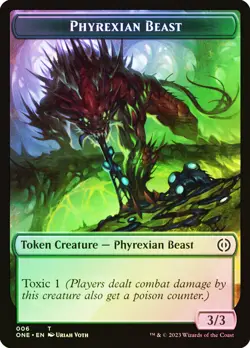 MTG FOIL {Phyrexian Beast Token} // {Rebel Token} - Phyrexia: All Will Be One - Image 1
