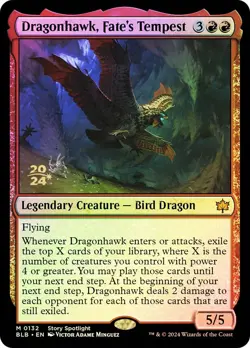 MTG FOIL Dragonhawk, Fate's Tempest (Prerelease) (Bloomburrow) - Promo #132 - Image 1