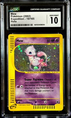 CGC 10 GEM MINT Mew Expedition Base Set Holo Pokemon Card 19/165 SWIRL - Image 1