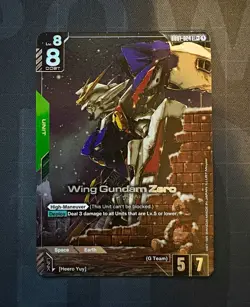 Bandai Gundam Card Game Wing Gundam Zero Heero Yuy EN GD01-024 LR+ - Image 1